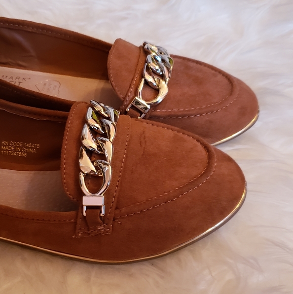 Primark Faux Suede Flats Metal Buckle Brown - Picture 3 of 4